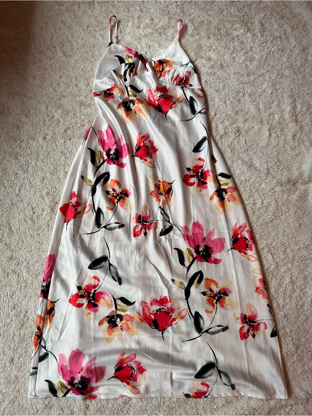 Dynamite Floral Satin Midi Dress